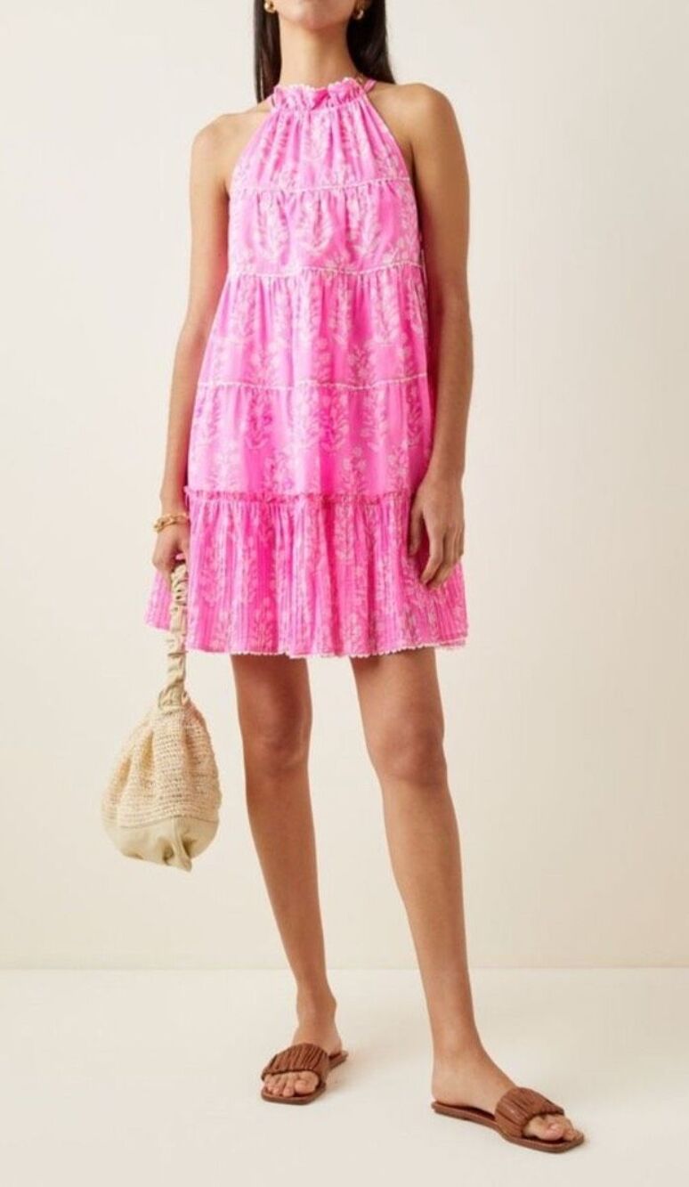 NWT Juliet Dunn tiered tie back dress, Sz 0, Us 2-6 $355